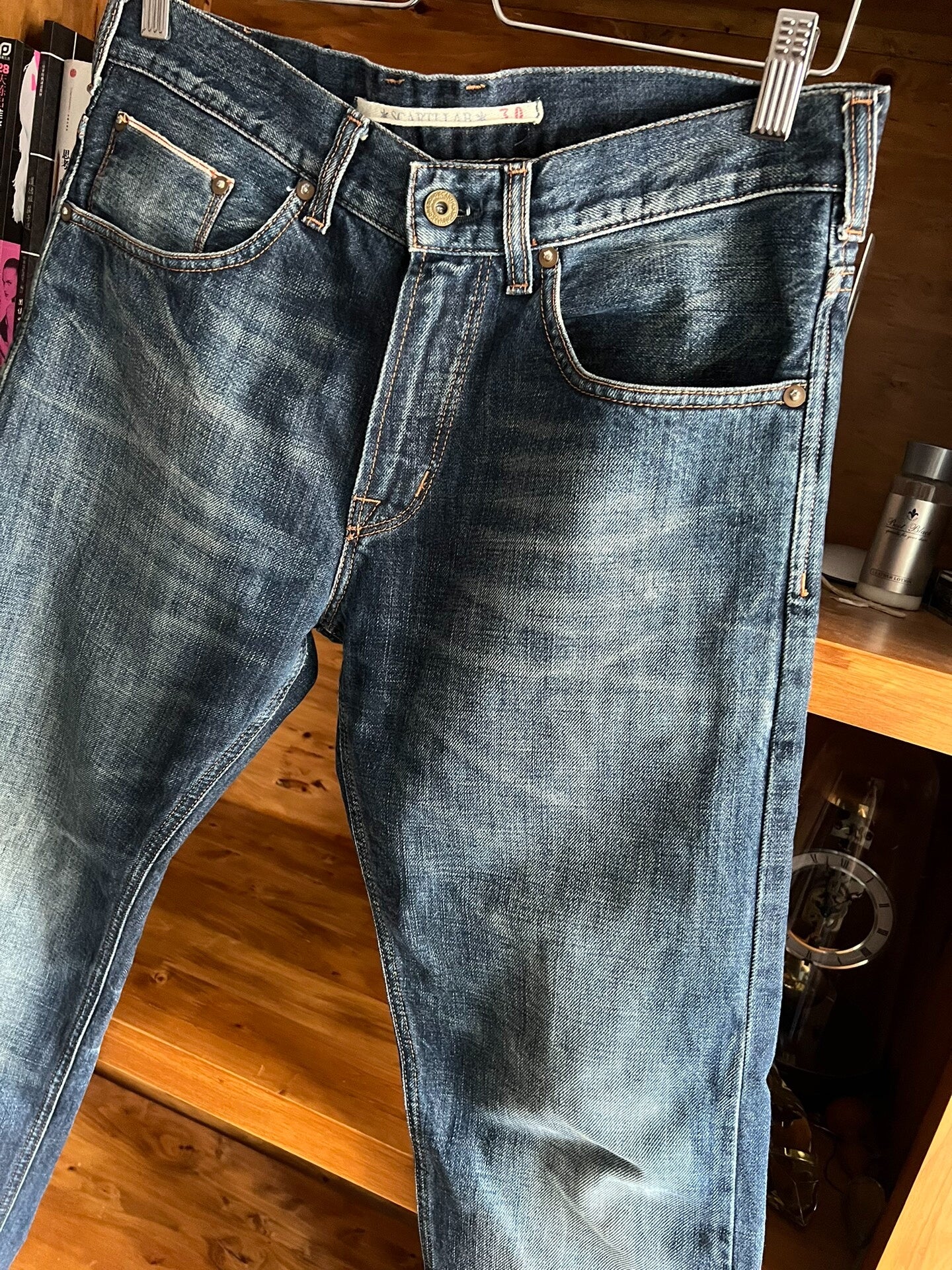 Vintage Style Heavy Wash Denim Pants