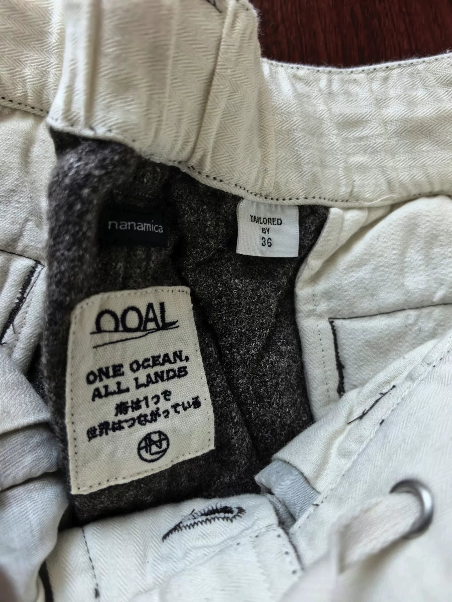 nanamica wool linen blend textured pants