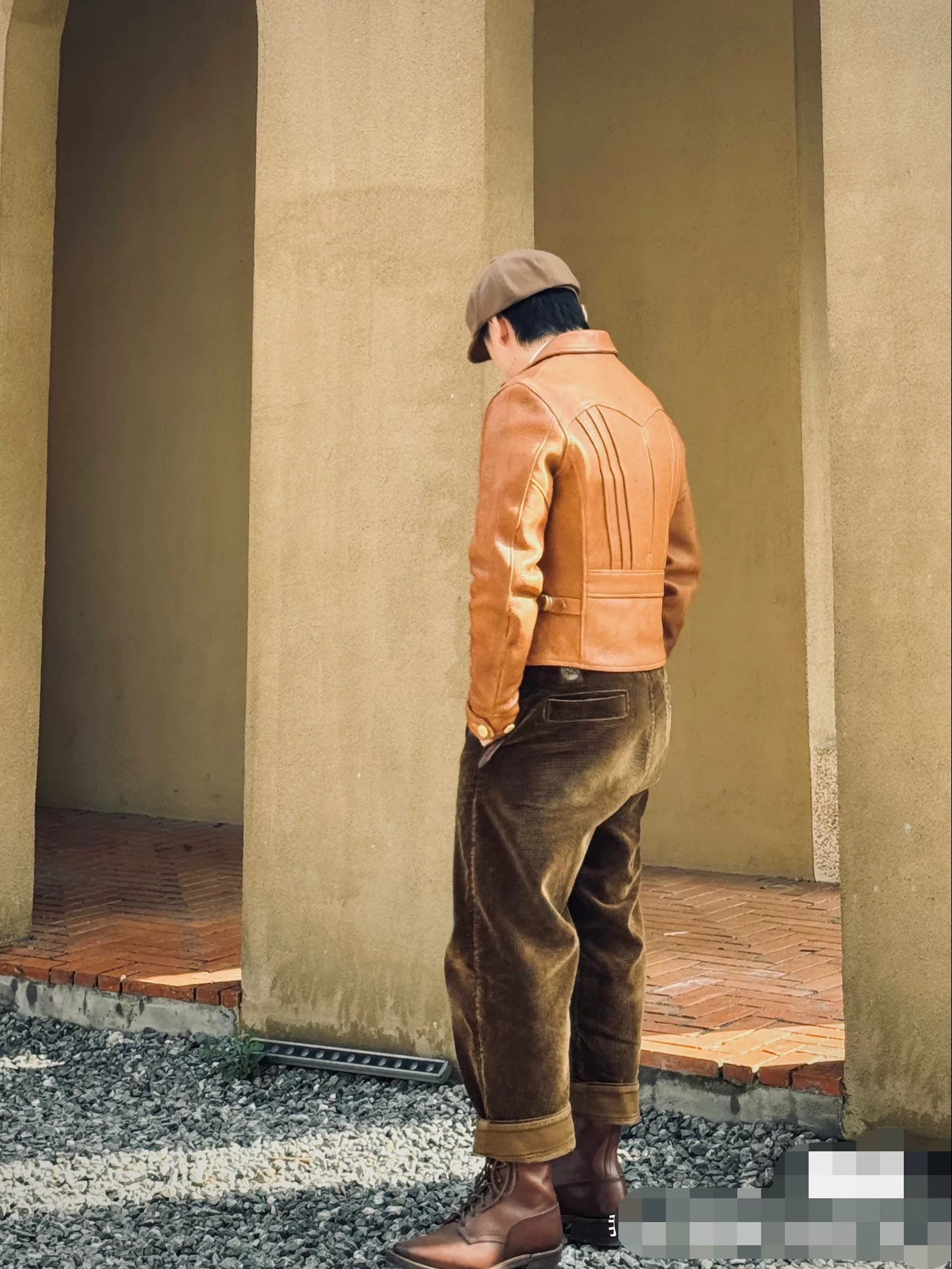 sunset orange leather biker jacket