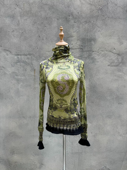 Jean Paul Gaultier Green Dragon Mesh Shirt