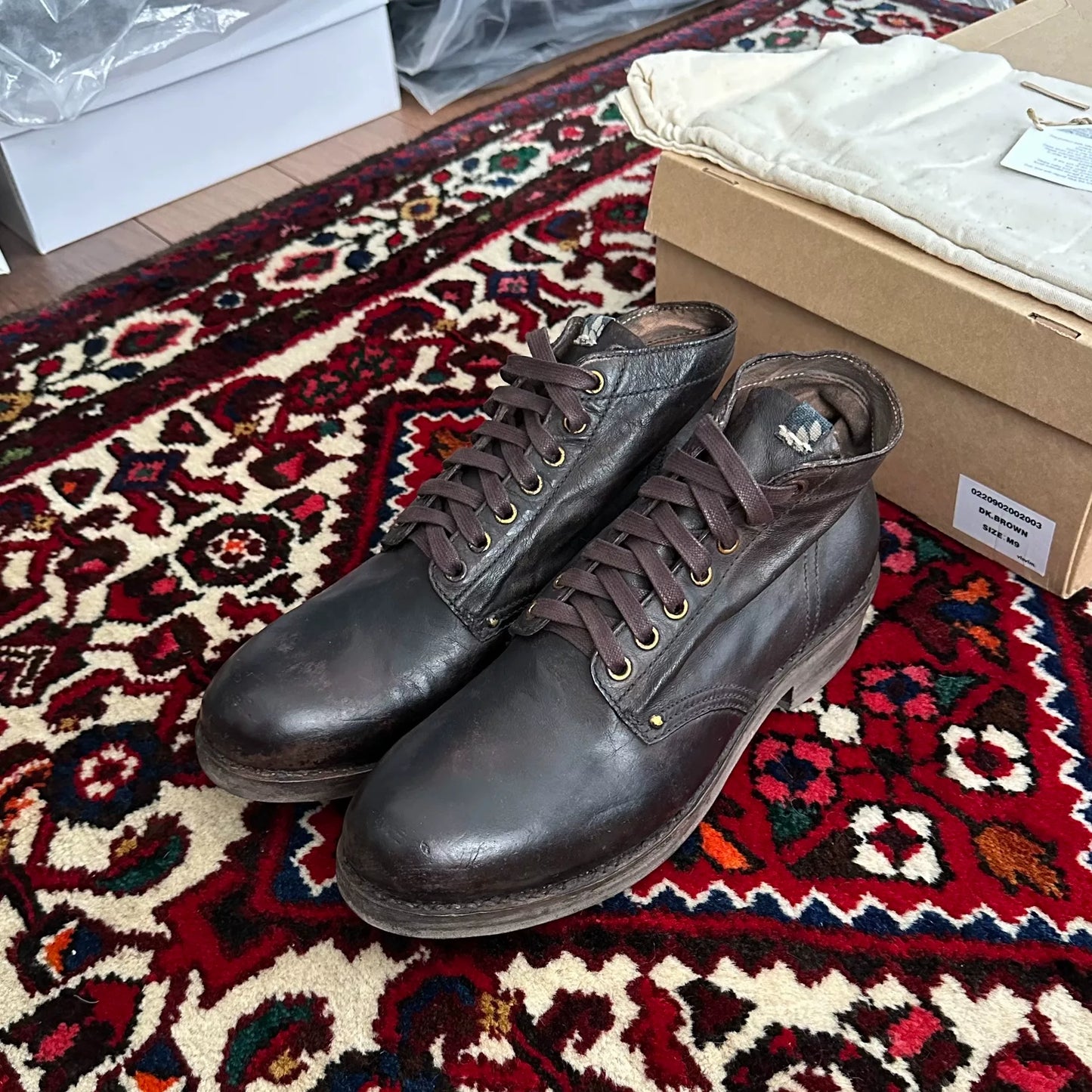 visvim brigadier boots in original mud dye