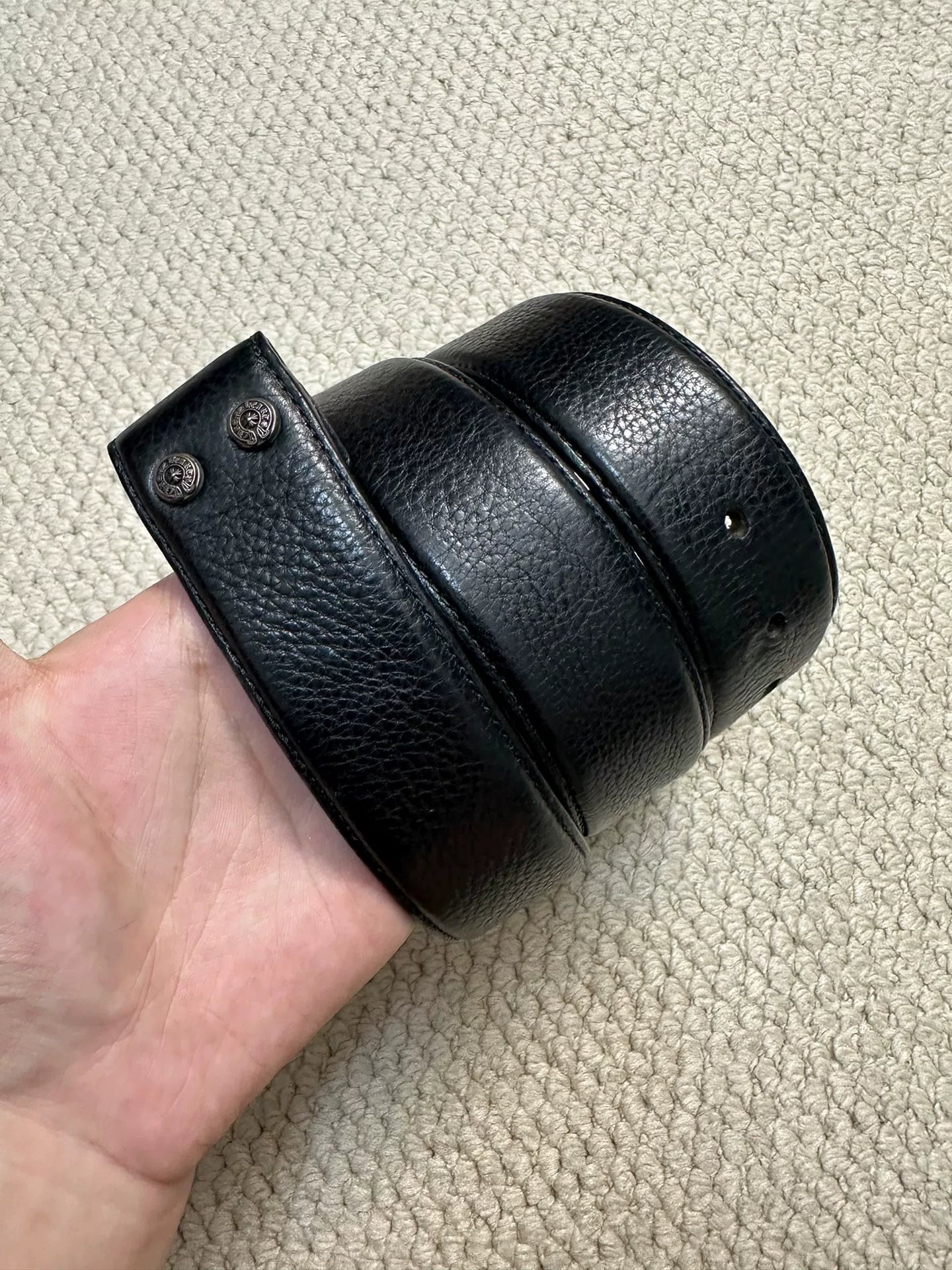 Chrome Hearts Classic Black Leather Belt 36