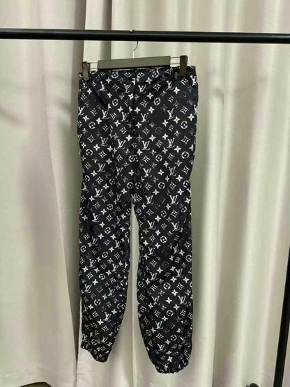 louis vuitton black logo printed joggers