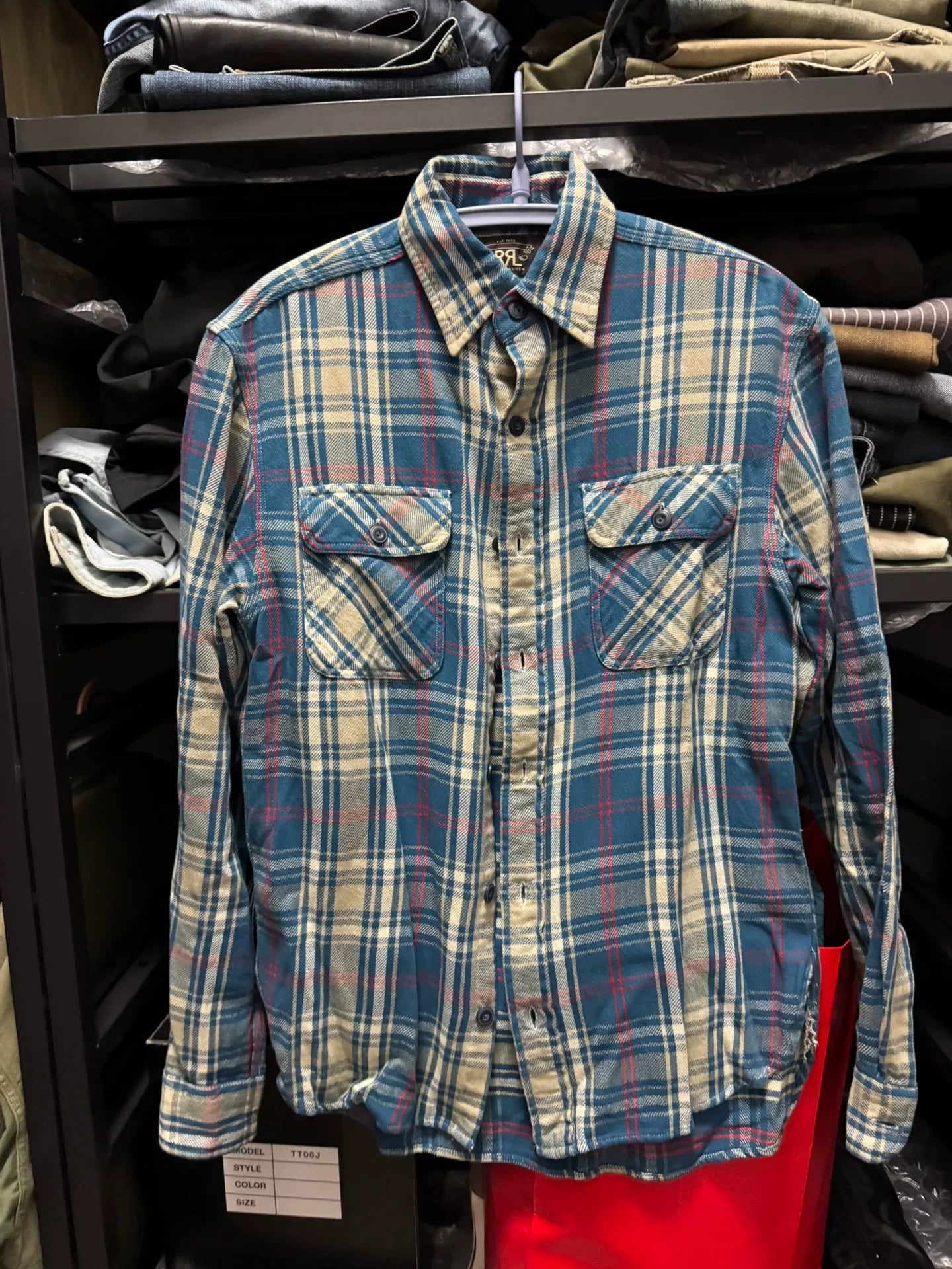 blue plaid long sleeve shirt