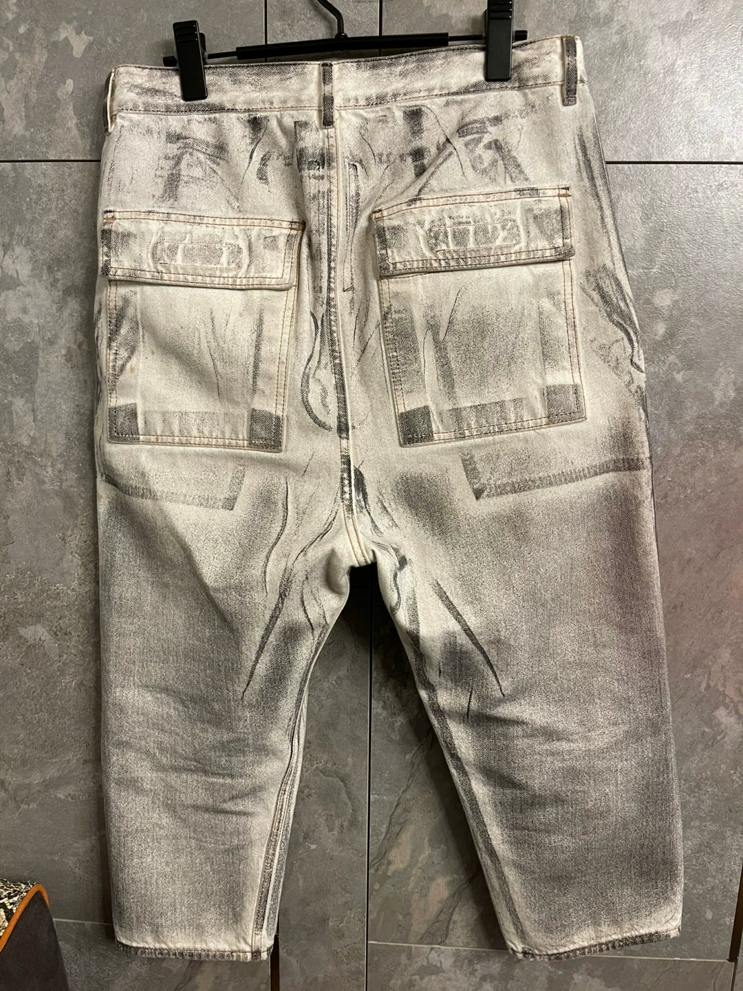 rick owens drkshdw zebra print long pants