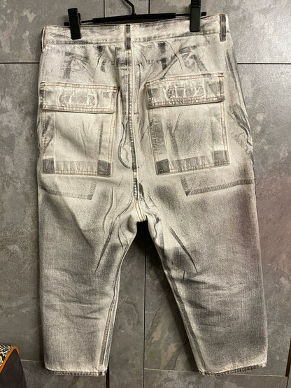 rick owens drkshdw zebra print long pants