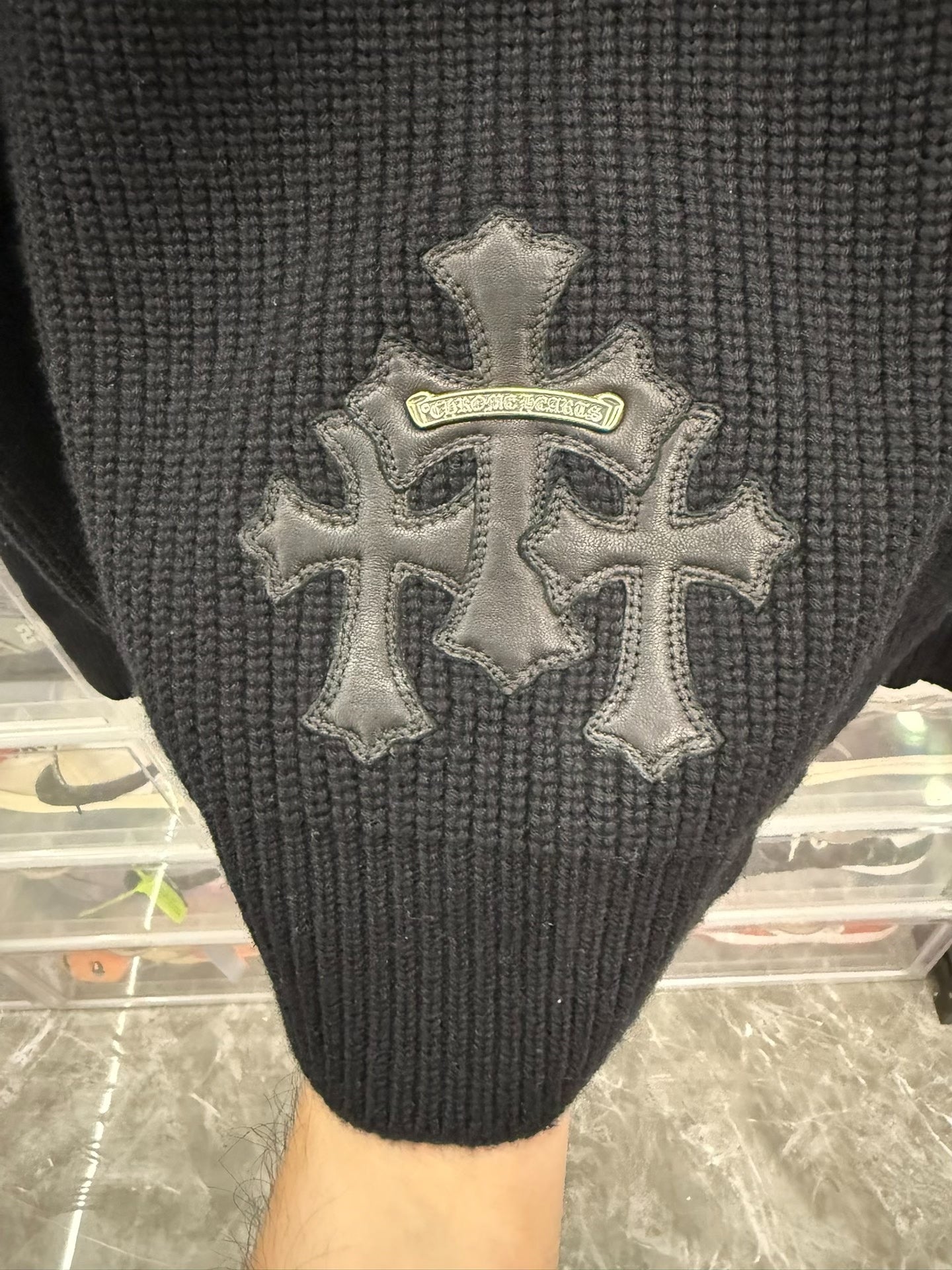 Chrome Hearts Cross Half-Zip Black Sweater