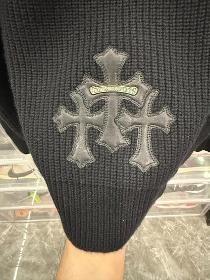 Chrome Hearts Cross Half-Zip Black Sweater