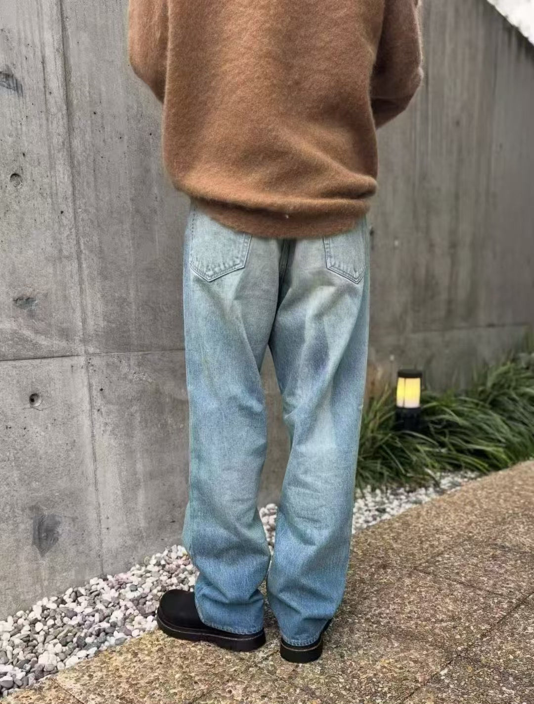 AURALEE Selvedge Faded Heavy Denim Wide Pants