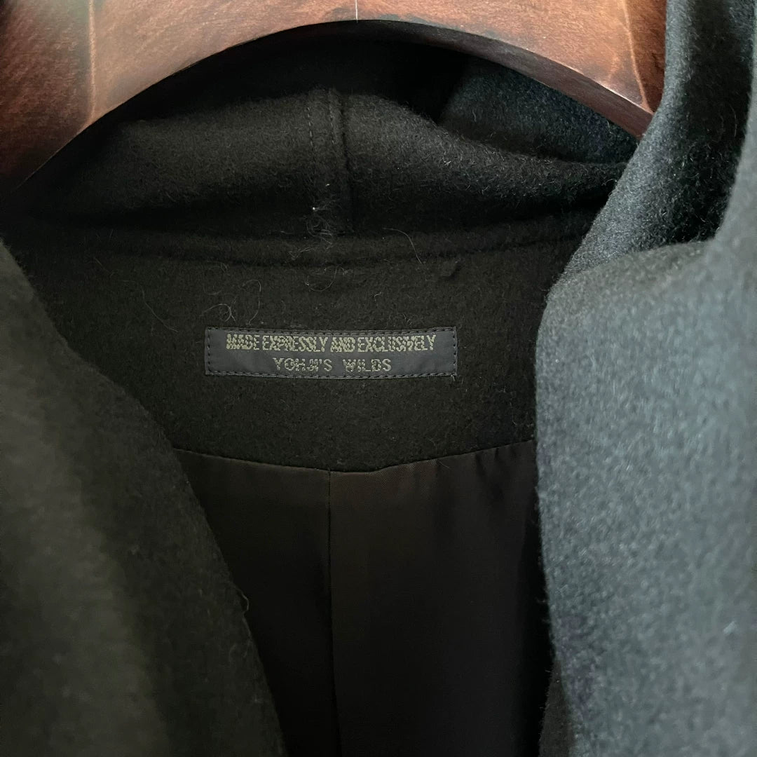 Yohji Yamamoto Belted Hooded Cashmere Coat