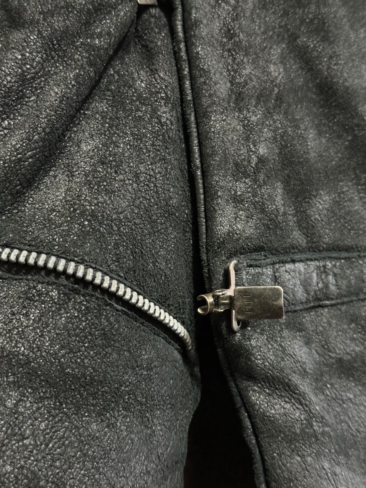 black leather high collar jacket