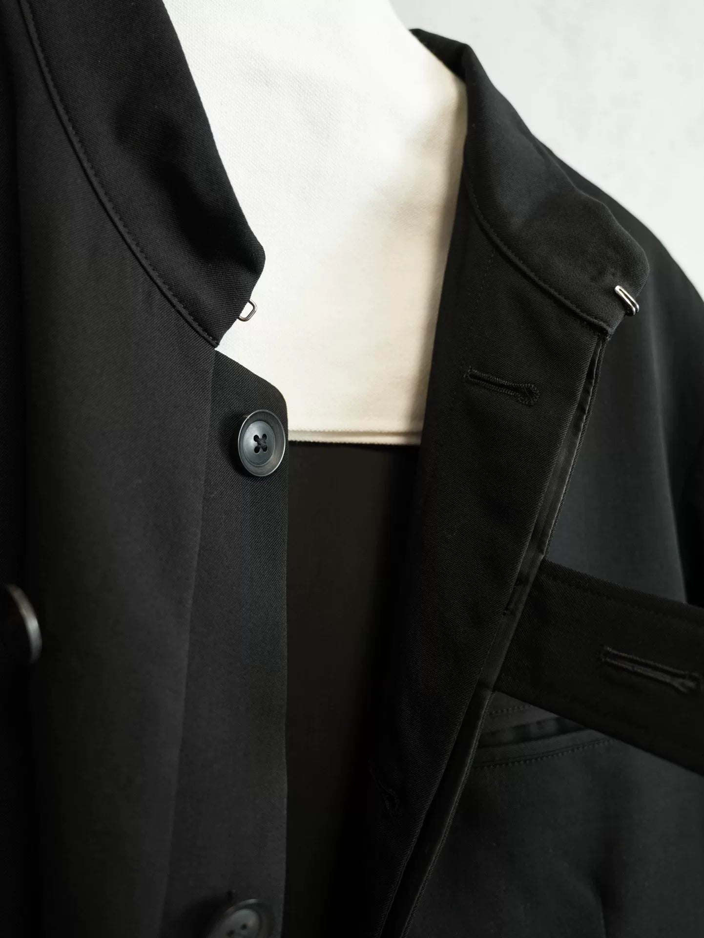 yohji yamamoto wool jacket with hidden buttons