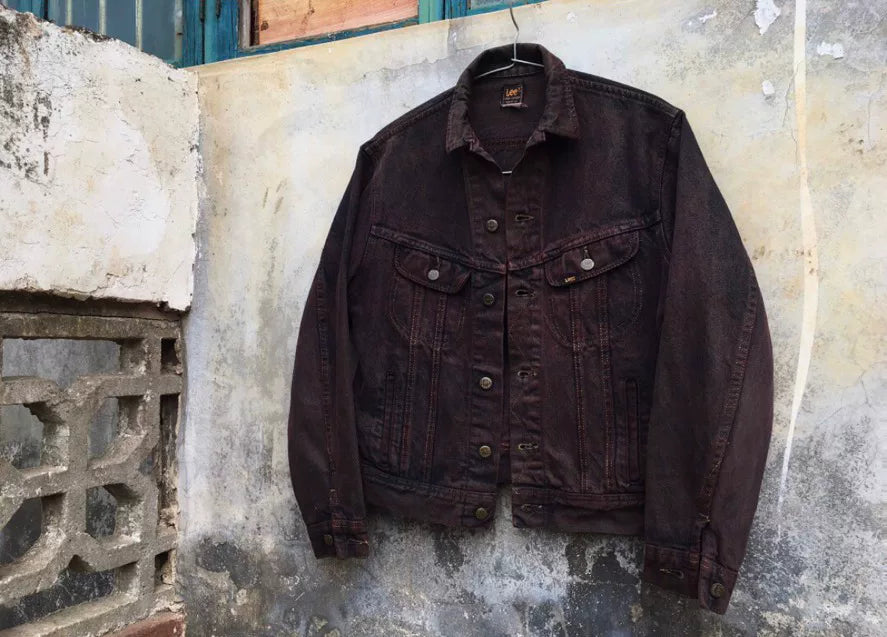 vintage 80s lee denim jacket with unique dye
