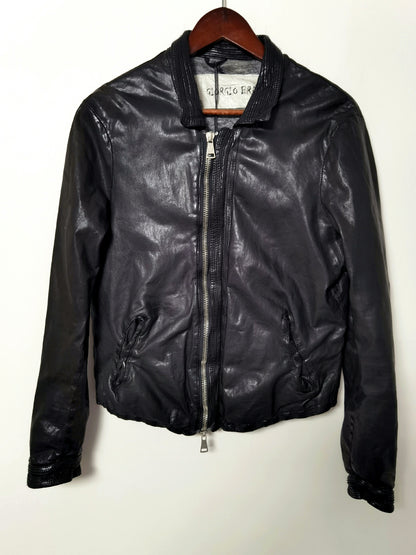 Giorgio Brato Slim Distressed Leather Jacket 48