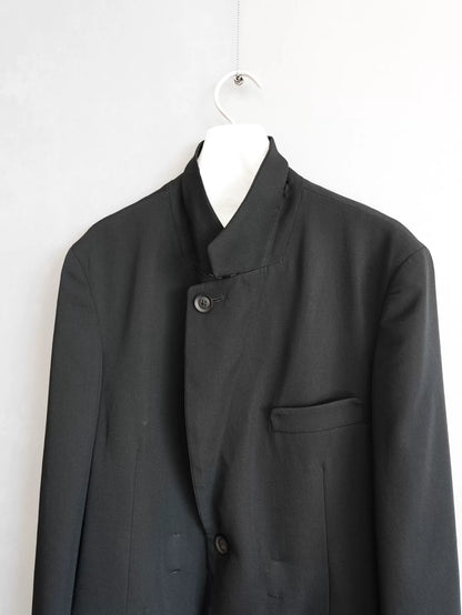 yohji yamamoto black lace-up jacket