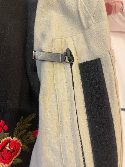 YSL Saint Laurent Rose Embroidery Pilot Jacket