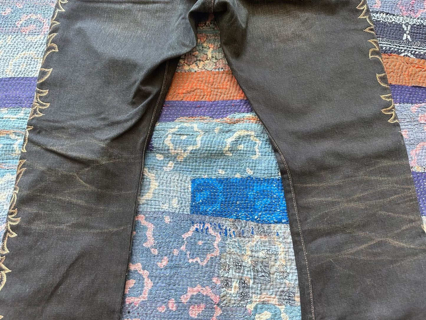 rrl vintage embroidered denim pants