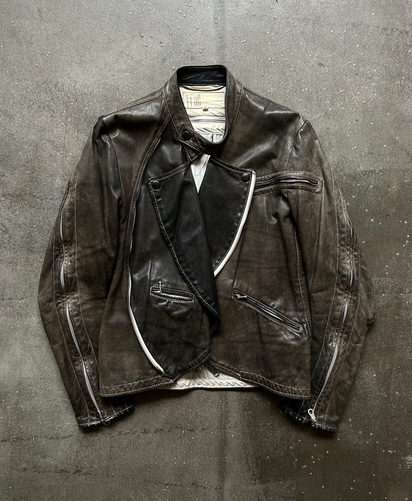 unique zipper leather jacket by nozomi ishiguro