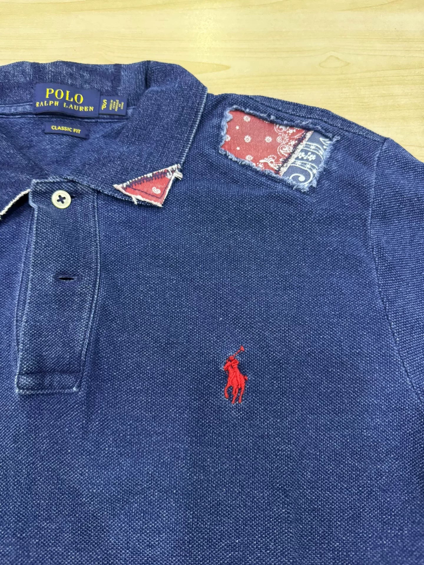 rrl short sleeve polo shirt with patches