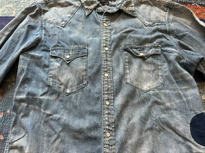 vintage rrl western style patched shirt