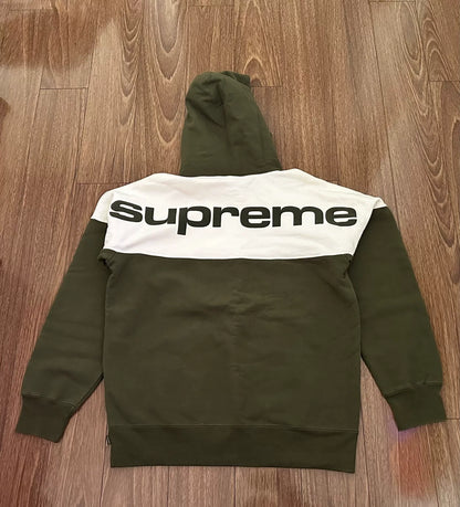supreme blocked hooded sweatshirt in olive green