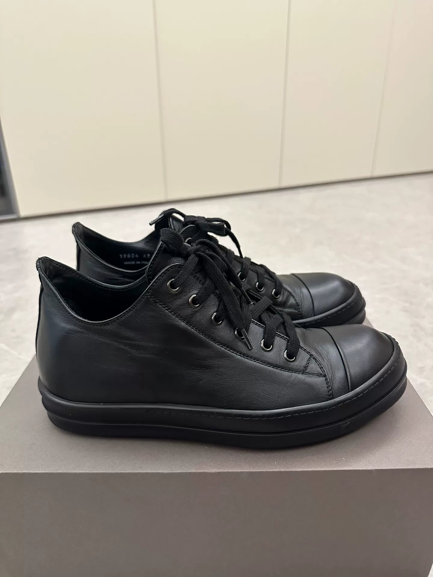 Rick Owens x Converse Black Leather Sneakers