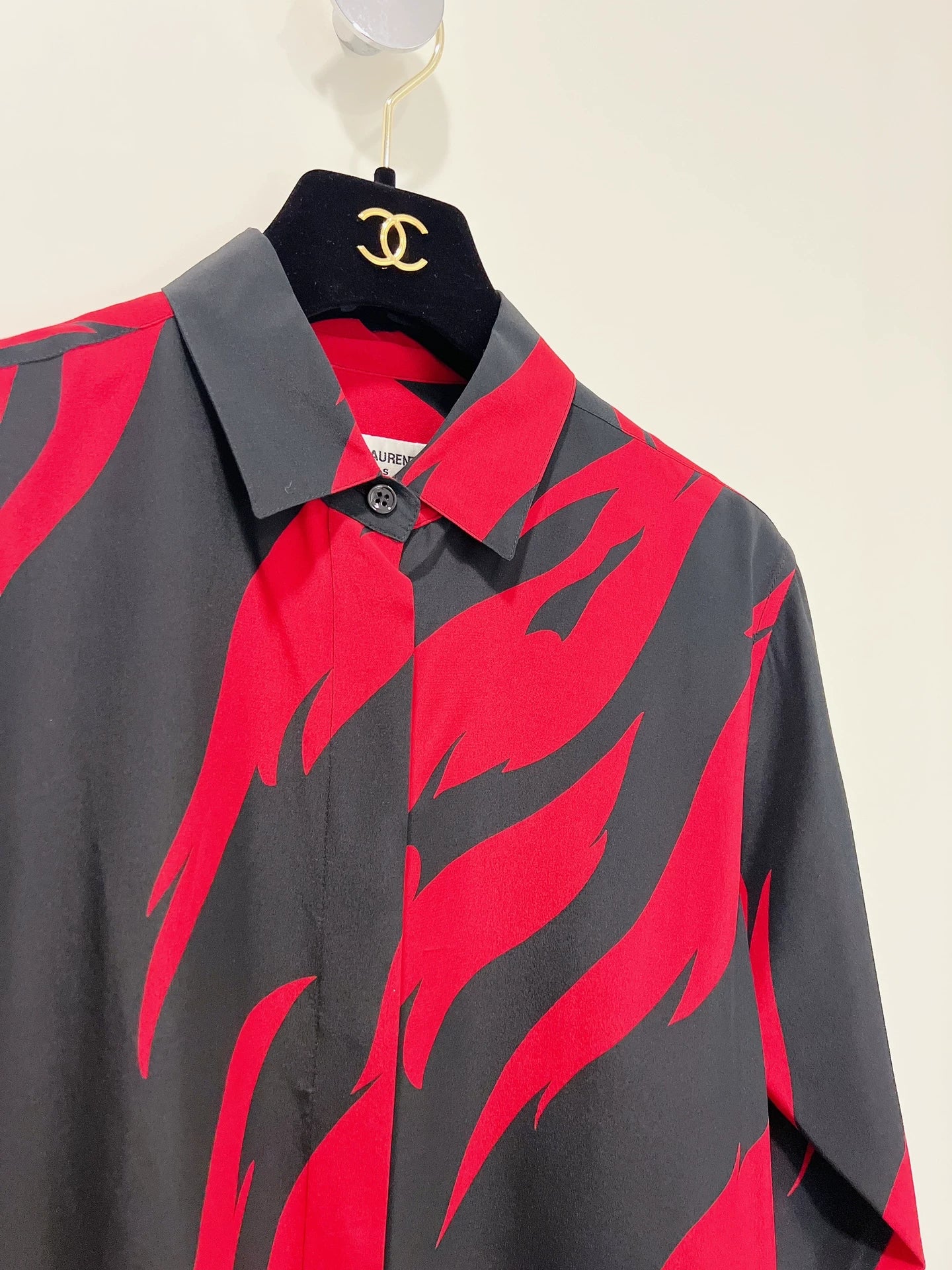 Saint Laurent Red Black Flame Shirt