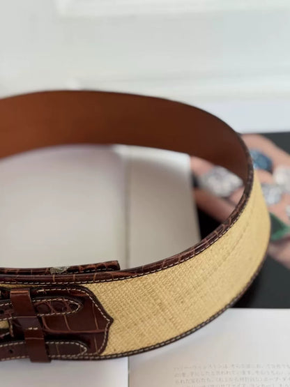 Ralph Lauren Western Straw Leather Belt