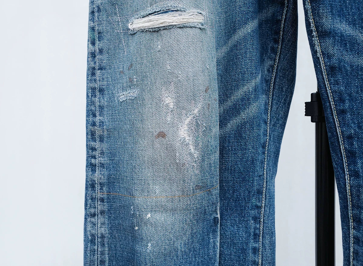 visvim journeyman denim pants with damage