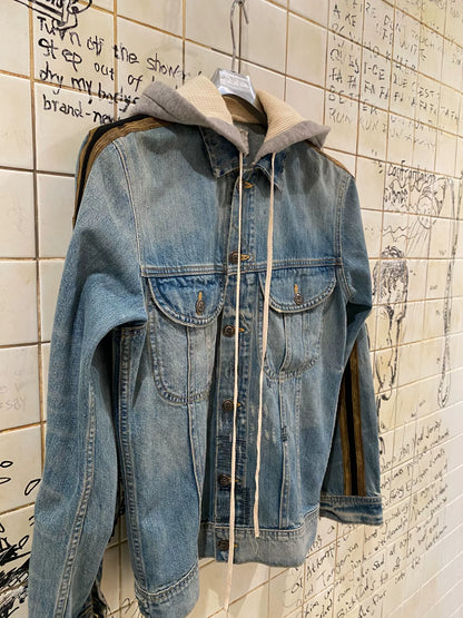 Greg Lauren Layered Hooded Denim Jacket
