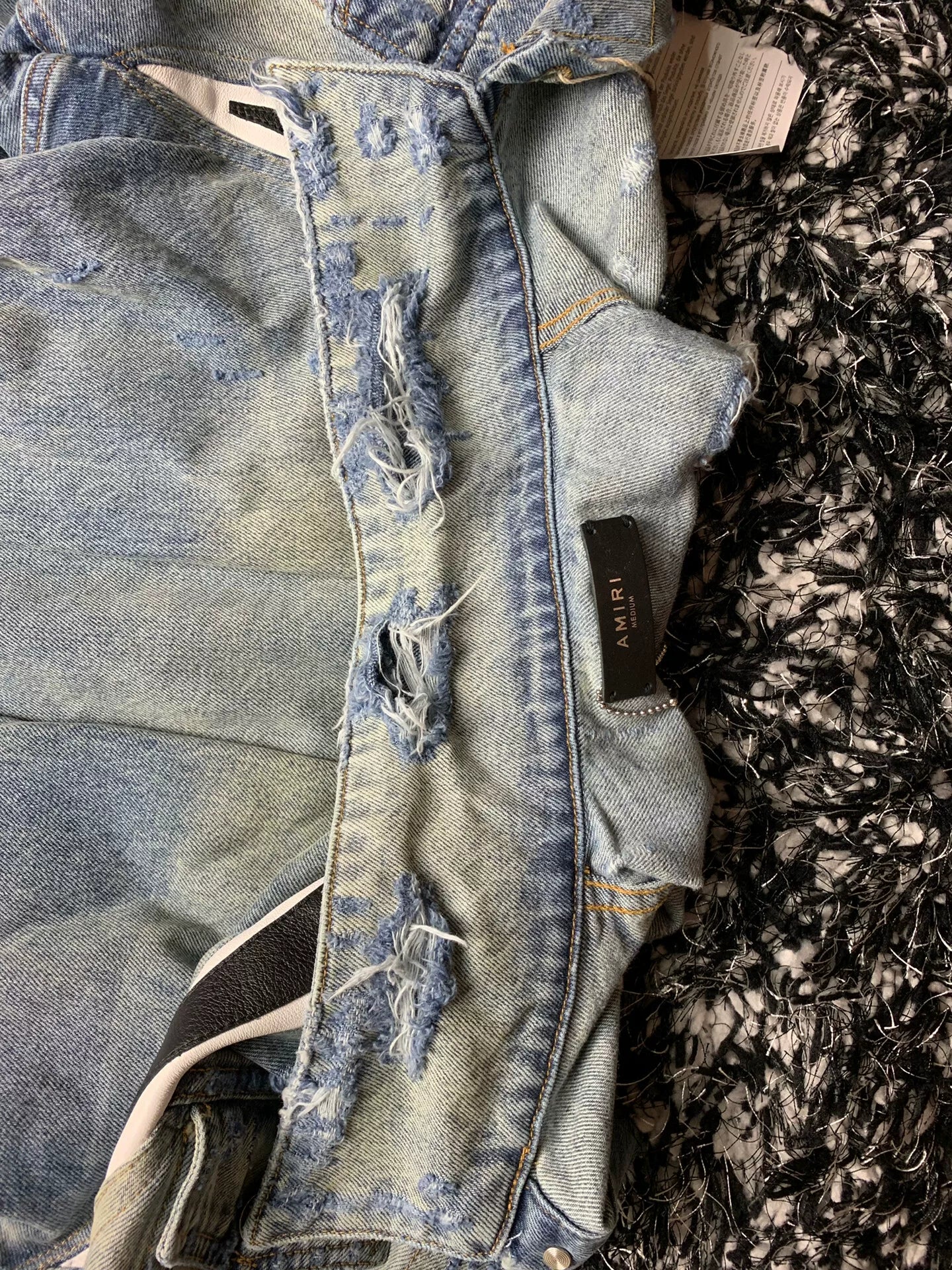 amiri拼皮牛仔夹克 denim jacket