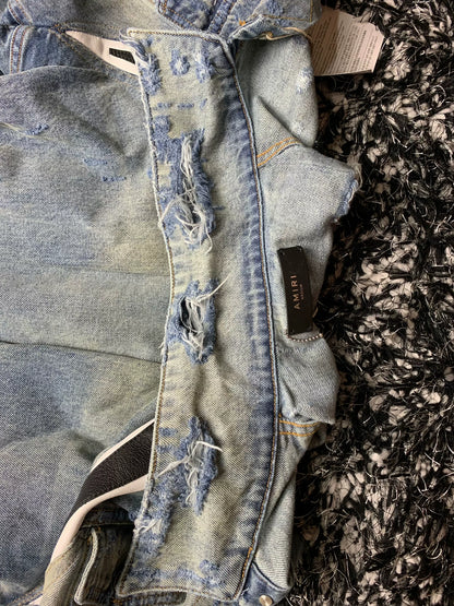 amiri拼皮牛仔夹克 denim jacket