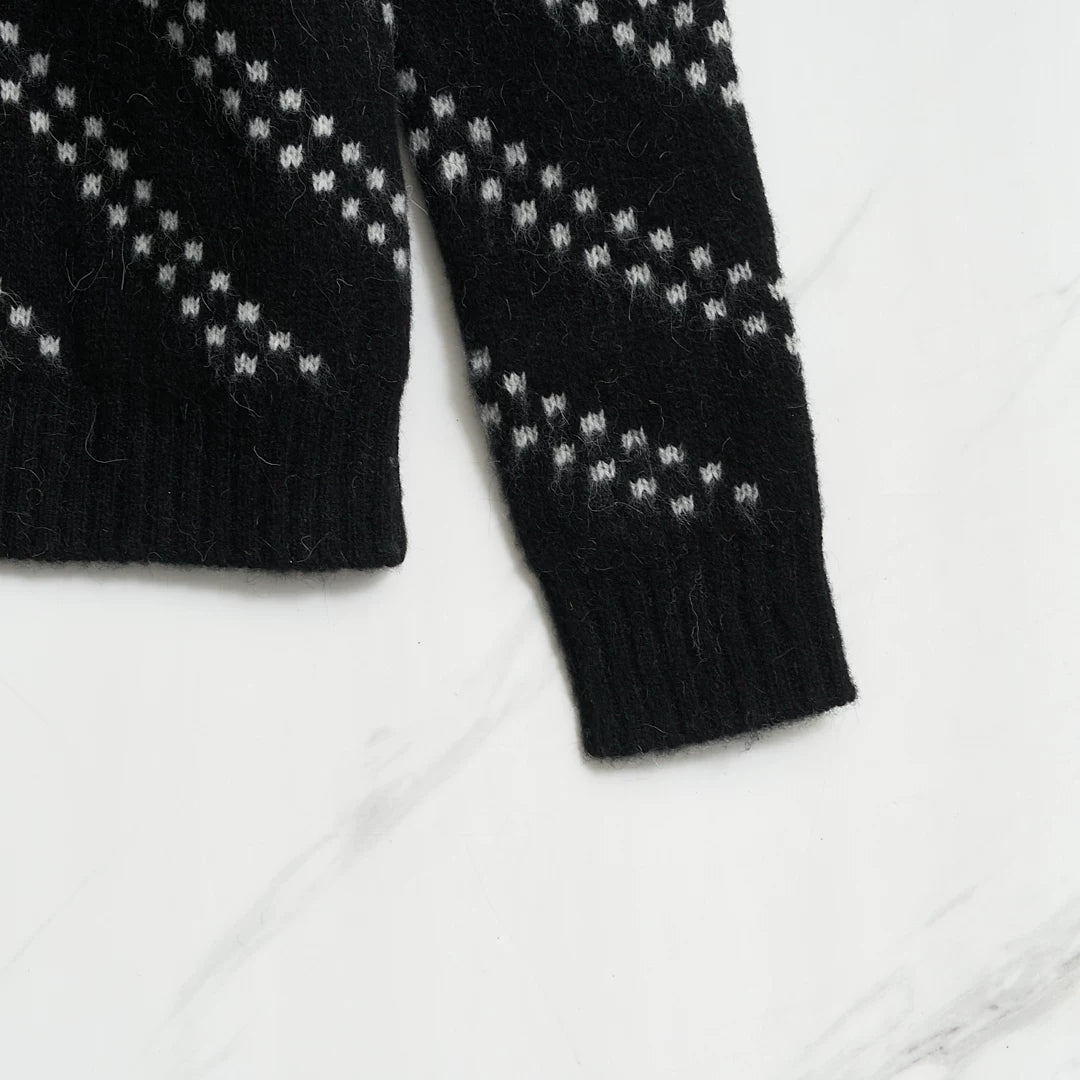 Saint Laurent Men's Black Zigzag Knit Sweater