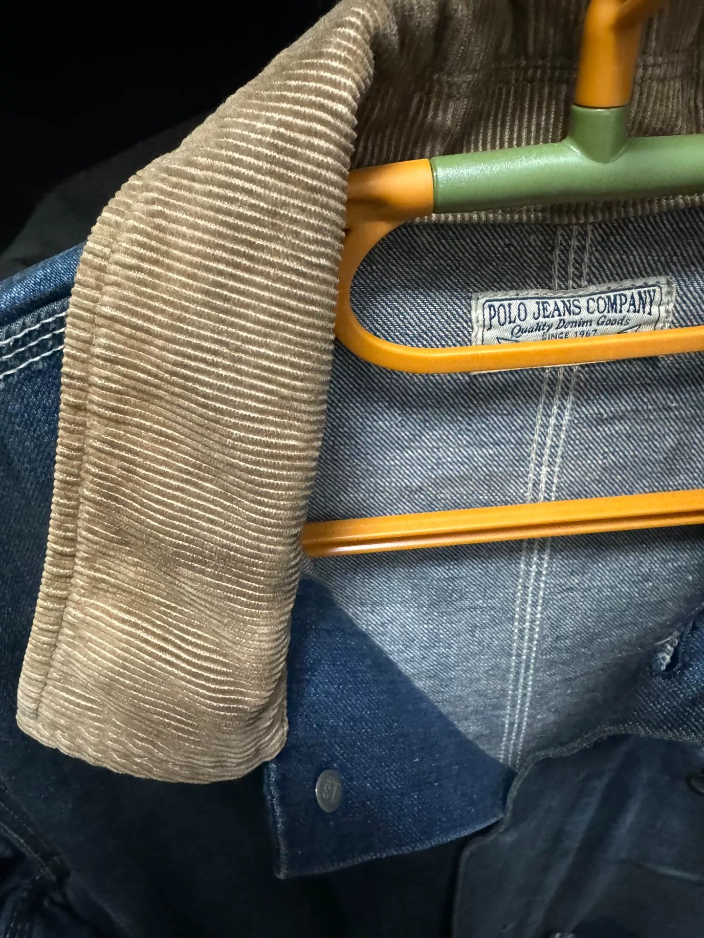 RRL Vintage Style Denim Jacket with Brown Collar