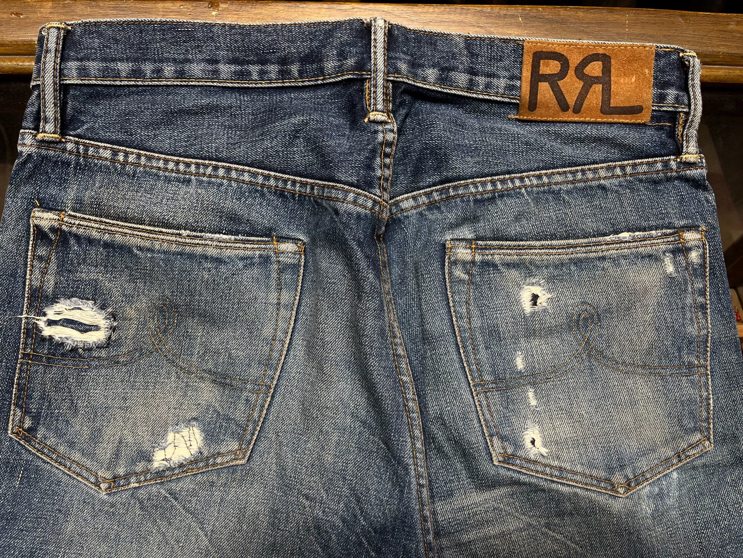 vintage distressed double rl denim pants