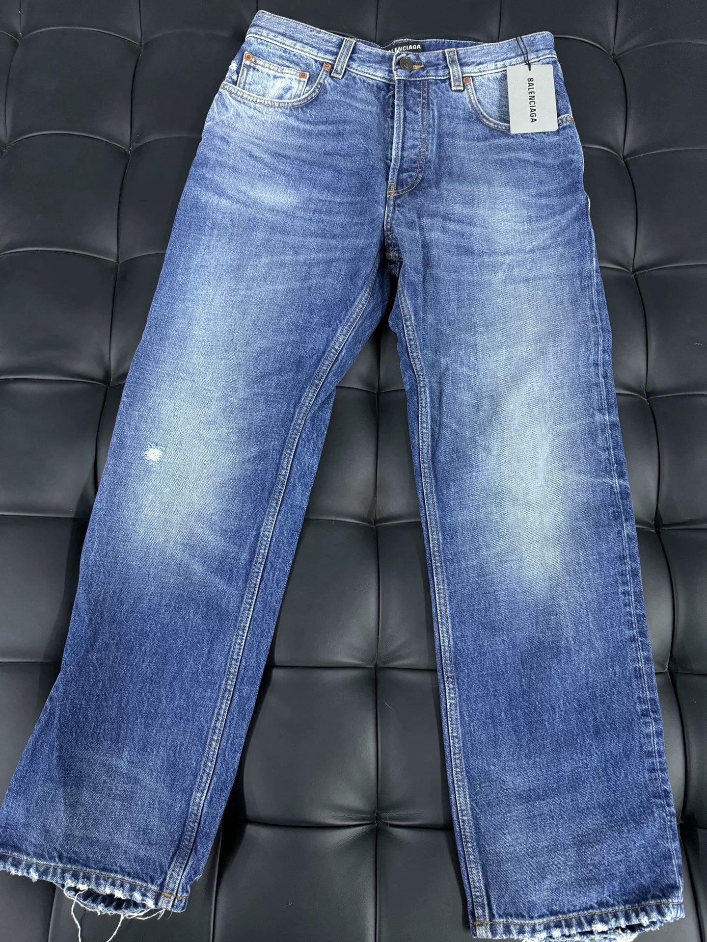 Balenciaga Straight Cut Distressed Jeans