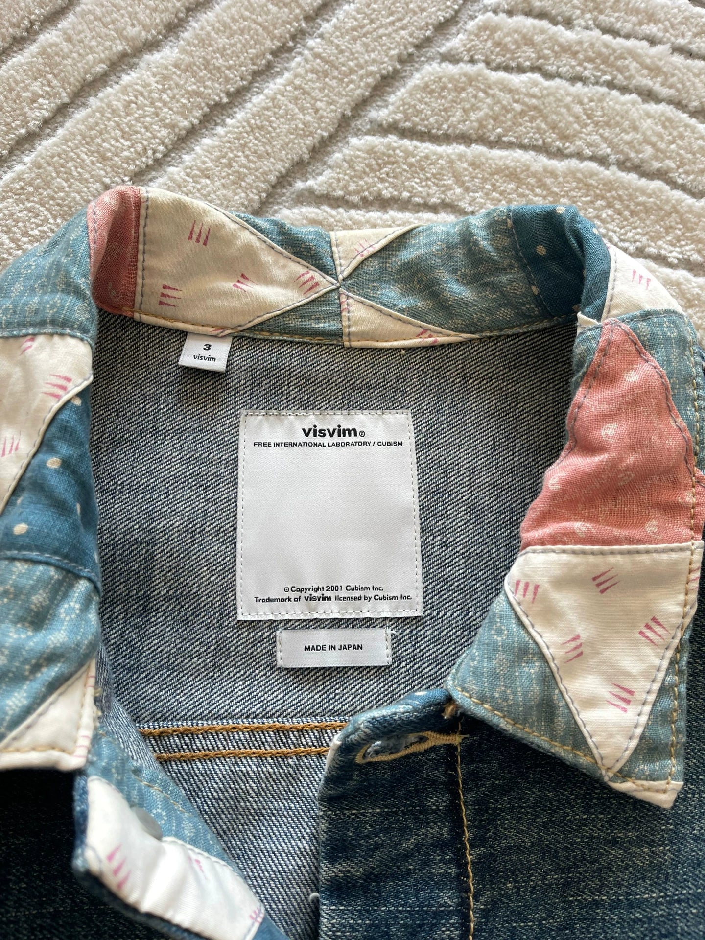 visvim 101 Blue Denim Jacket Patchwork Collar
