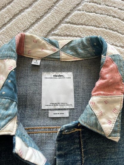 visvim 101 Blue Denim Jacket Patchwork Collar