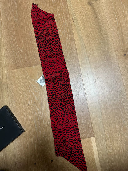 Saint Laurent Red Black Leopard Scarf