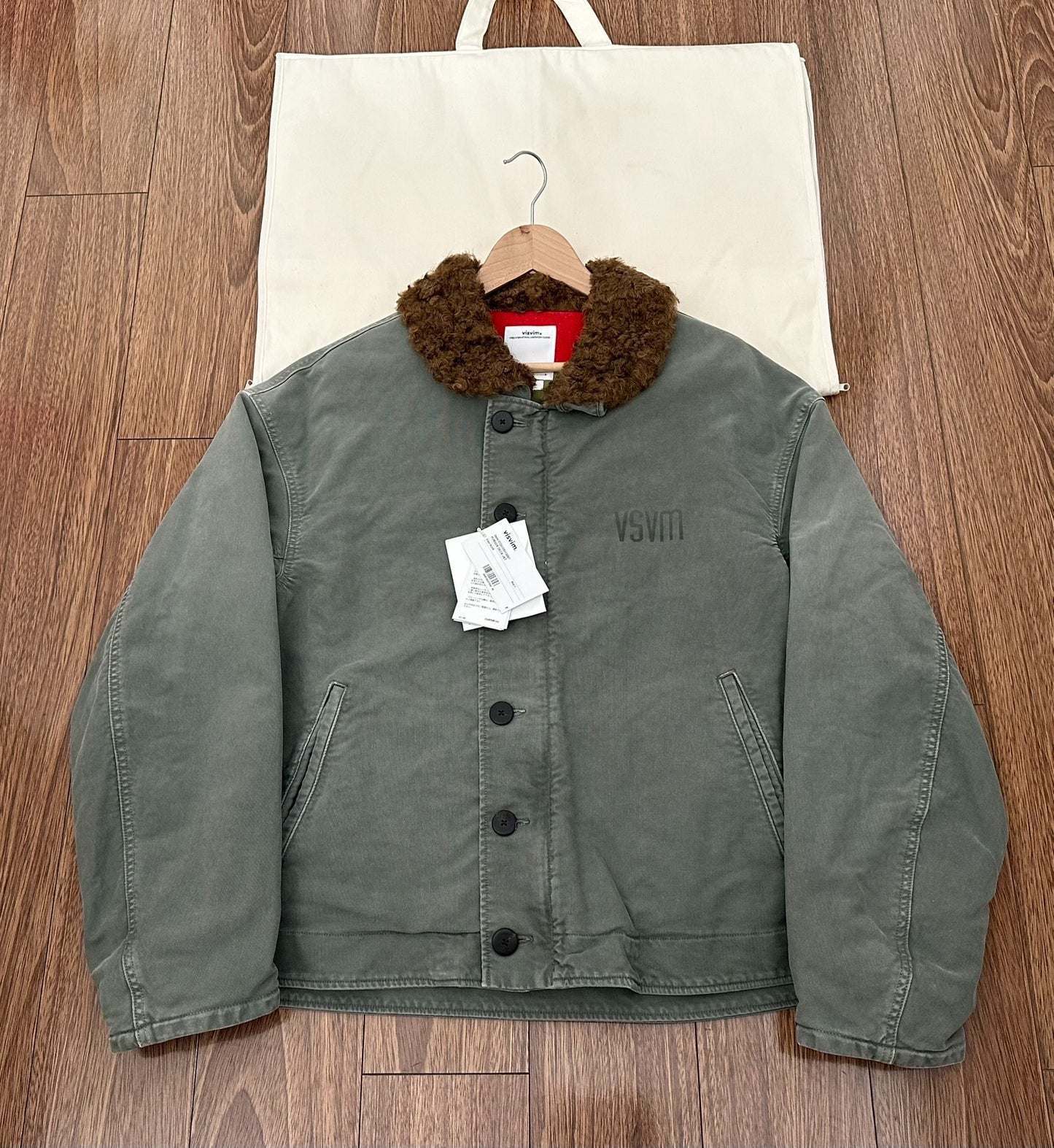 visvim purser deck jacket in olive green