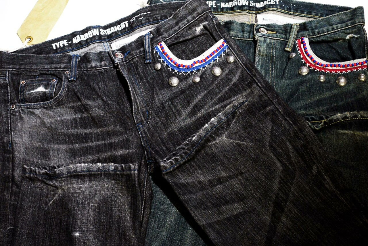 Neighborhood Beaded Savage Narrow Denim Black