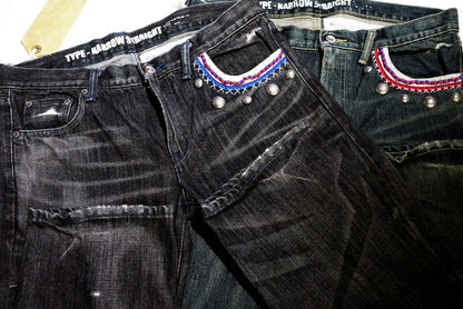 Neighborhood Beaded Savage Narrow Denim Black