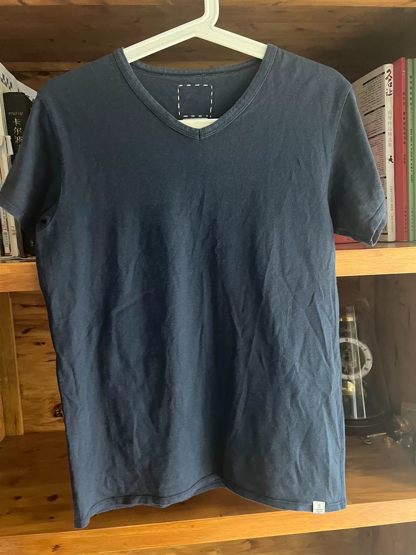 visvim Blue Dyed V-Neck Short Sleeve Tee