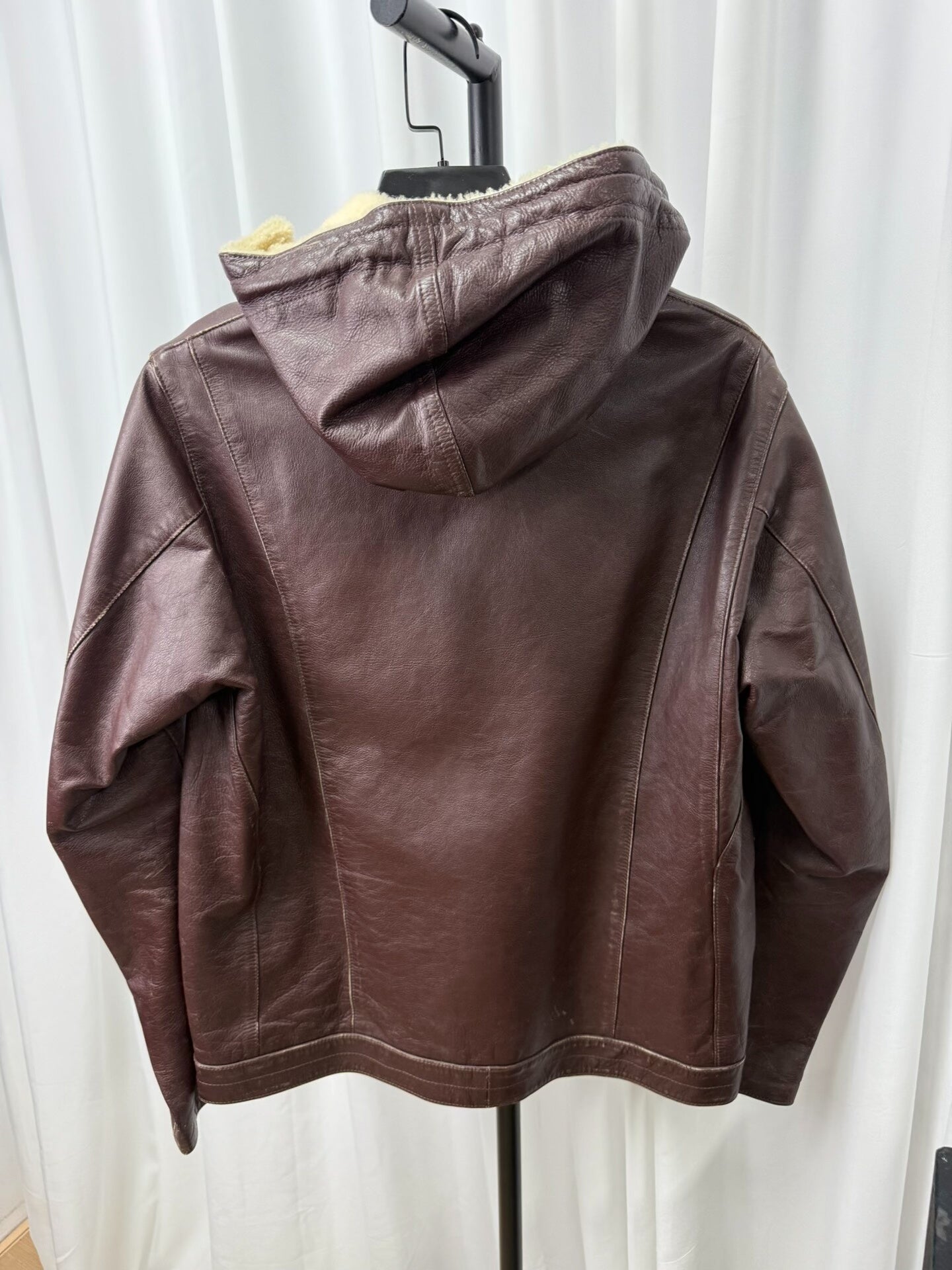 undercover leather jacket with hood
