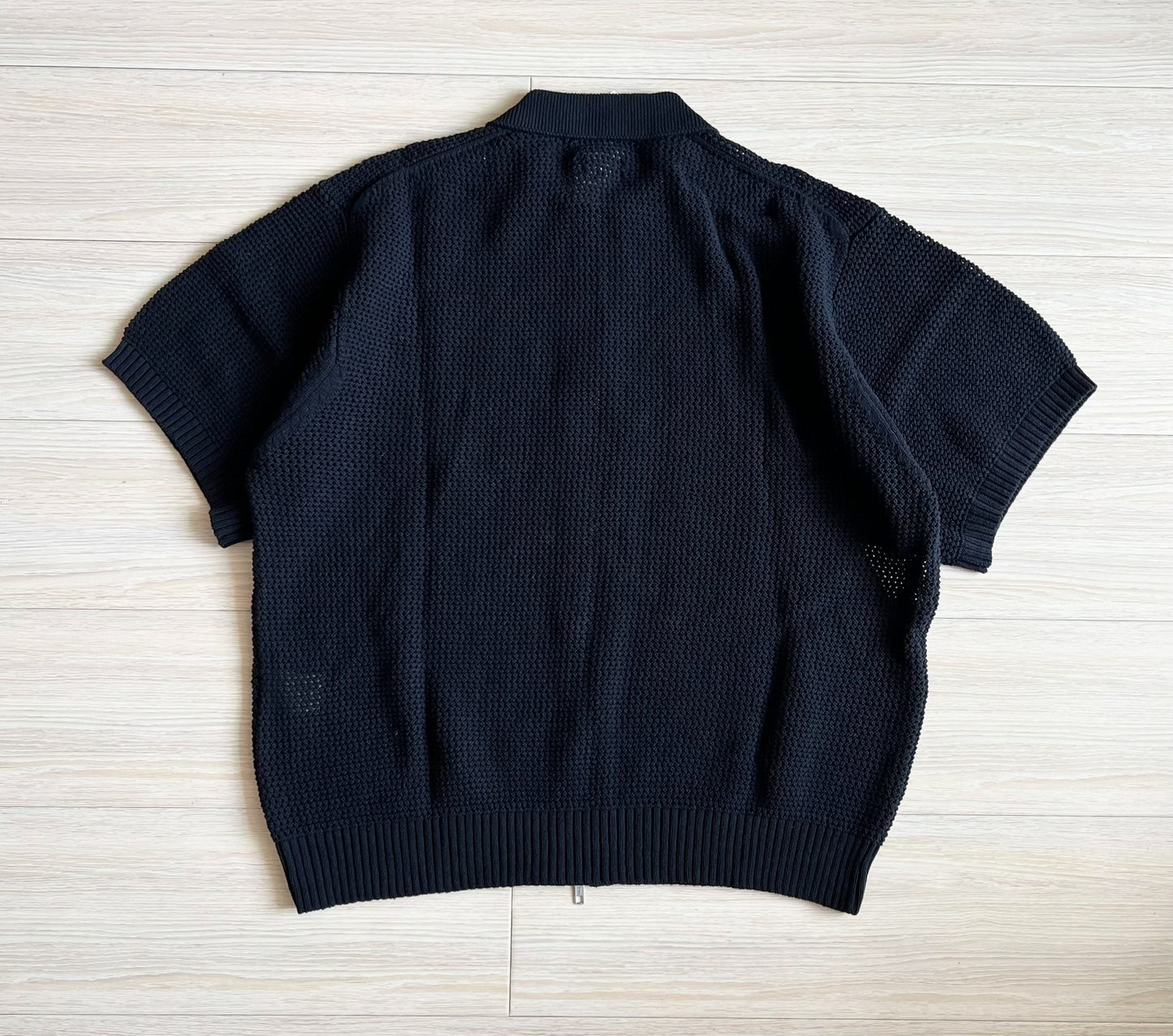 Beams Hollow Knit Zip Short Sleeve Cardigan