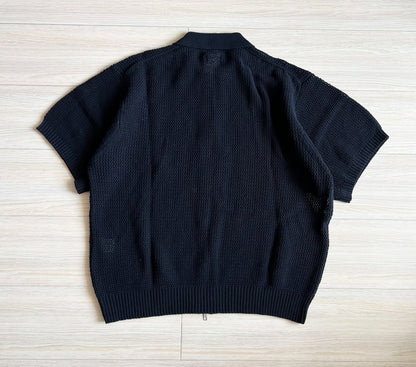 Beams Hollow Knit Zip Short Sleeve Cardigan