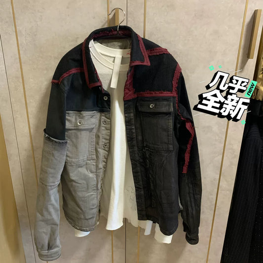 limited edition color block denim jacket