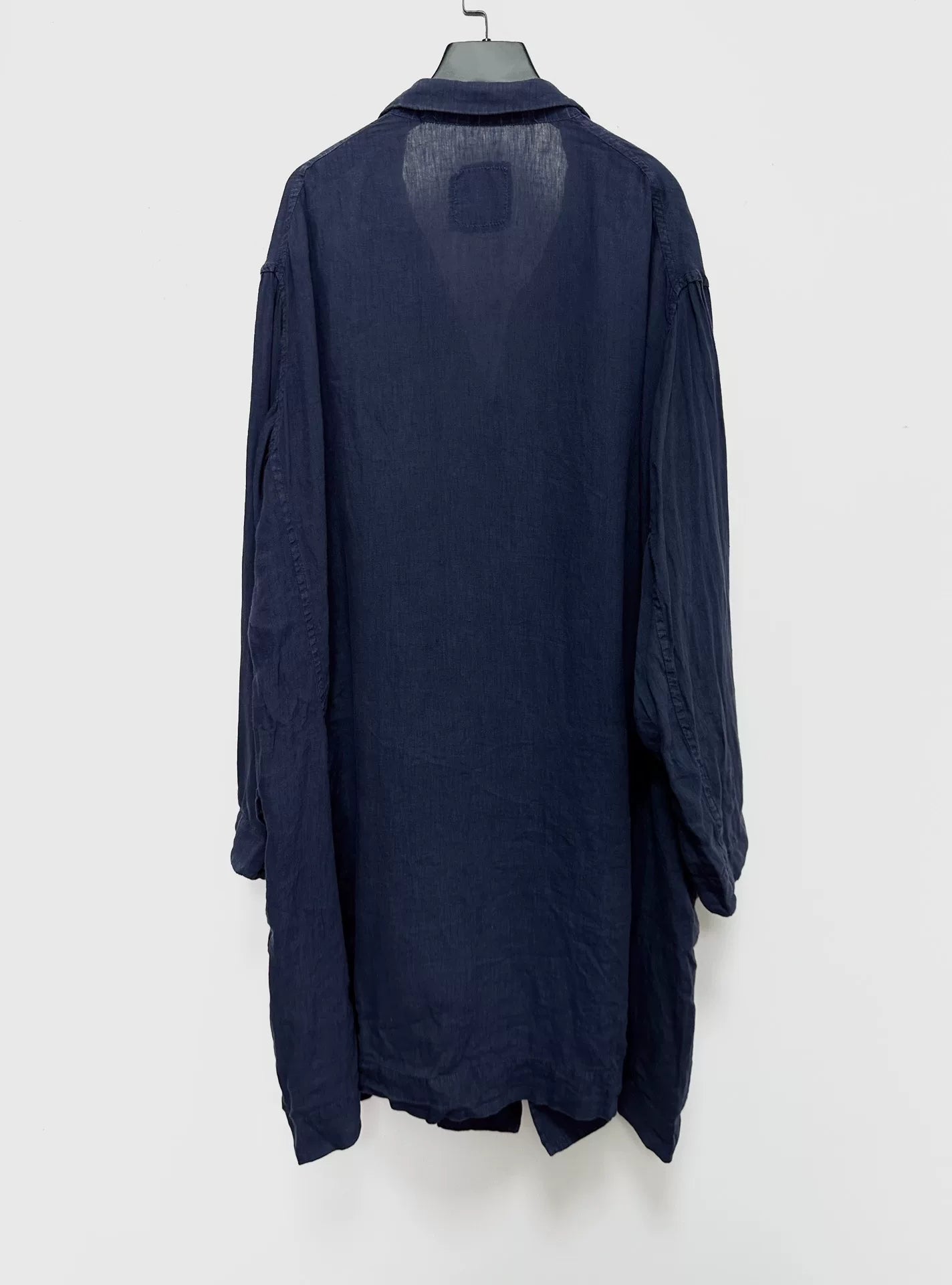blue dyed linen long coat