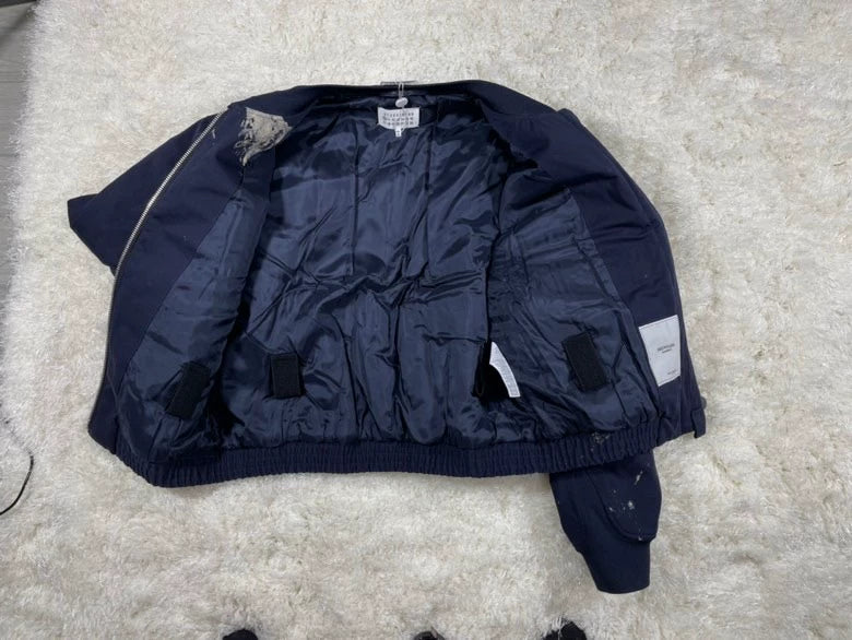 Maison Margiela Navy Paint Spatter Bomber Jacket
