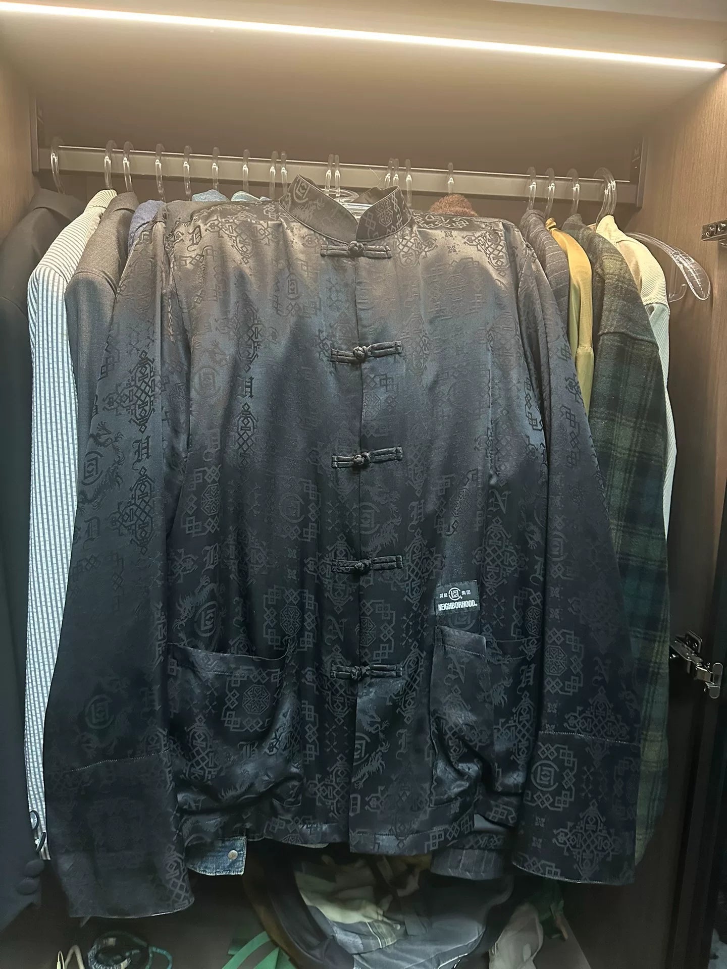 CLOT x Neighborhood Black Silk Jacket